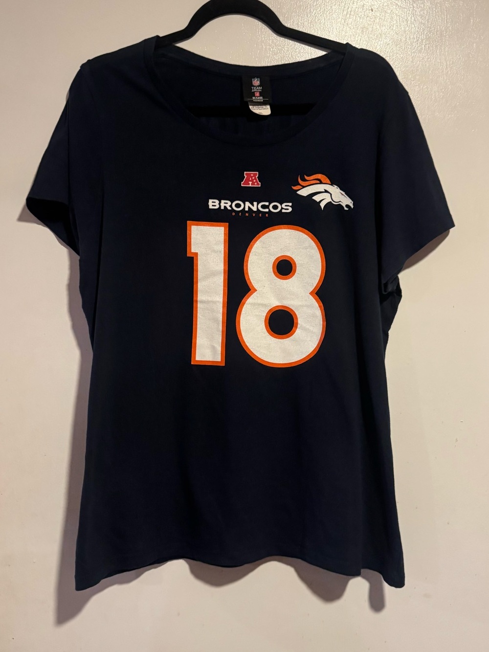 Peyton Manning Denver Broncos #18 NFL Womens Tee 2XL Navy